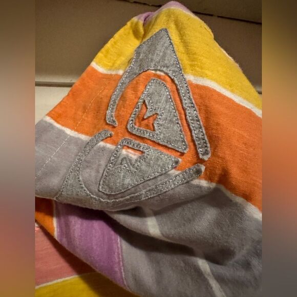 Roxy reversible full zip hoodie Gray with flowers and stripes of yellow orange - Picture 6 of 8